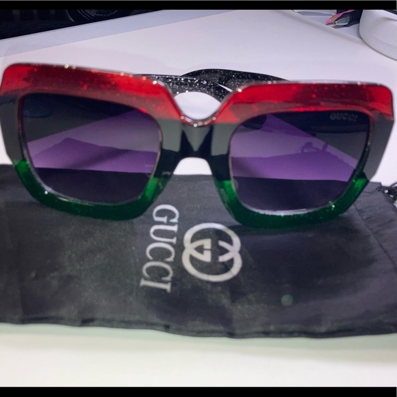 GUCCI GG0083S Authentic Sunglasses RedBlackGreen - Picture 7 of 13